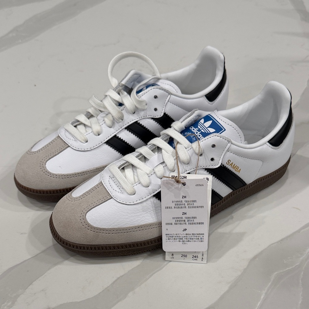 Adidas Samba White, Black, and Brown Men's Sneakers